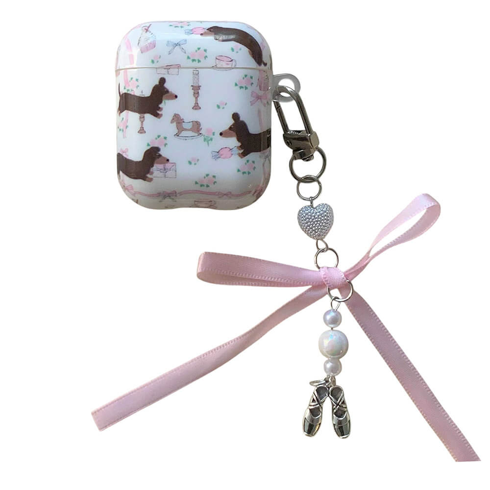 DACHSHUNDS AIRPODS CASE: BOW CHARM AIRPODS CASE