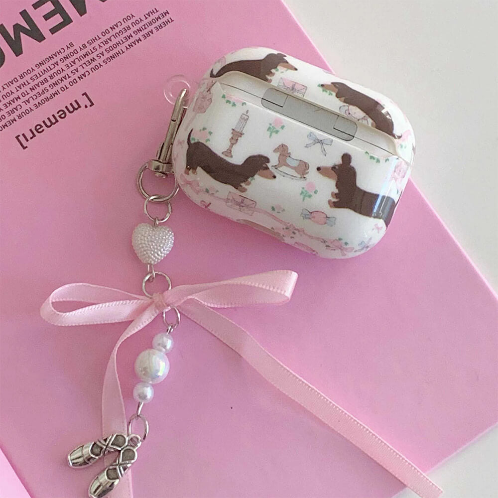DACHSHUNDS AIRPODS CASE: BOW CHARM AIRPODS CASE