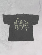 Underground Original Design: Dancing Skeletons Under a Moon Boxy Cotton TShirt