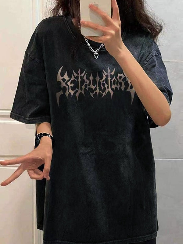 DARK GRAY T-SHIRT WITH BUTTERFLY GRAPHIC - LOOSE FIT Y2K STYLE