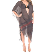 Dayna Two Tone Line Long Cover-up Cardigan Poncho Kimono