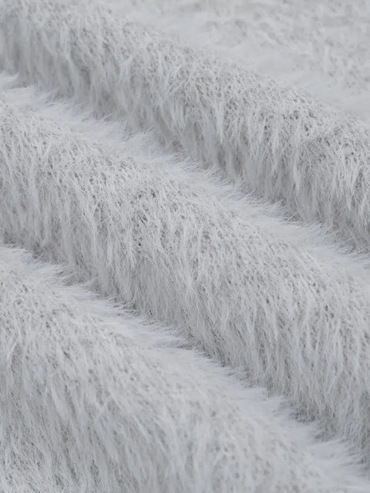 GRAY MOHAIR SWEATER WITH I SAID NO TEXT - PREMIUM POLYESTER OPTION