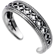 Silver Plated Cross Stitched Tribal Toe Ring