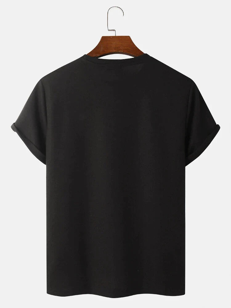 GEOMETRIC PATCHWORK SHORT SLEEVE T-SHIRT IN COLOR-BLOCKED DESIGN