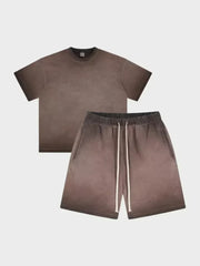 OMBRE T-SHIRT AND SHORTS SET WITH DECARBA GRADIENT WASHED DESIGN