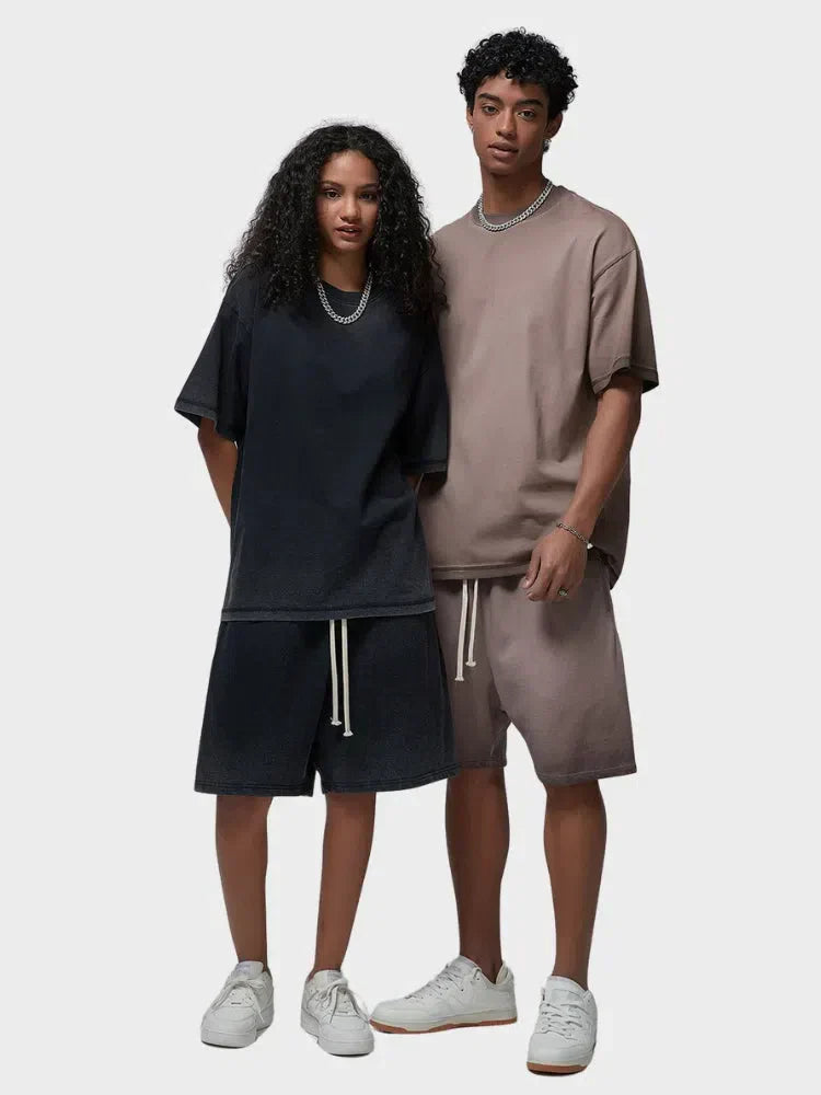 OMBRE T-SHIRT AND SHORTS SET WITH DECARBA GRADIENT WASHED DESIGN