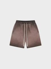 BROWN OMBRE DRAWSTRING SHORTS WITH DECARBA GRADIENT WASHED DESIGN
