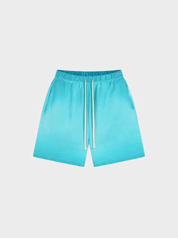 BROWN OMBRE DRAWSTRING SHORTS WITH DECARBA GRADIENT WASHED DESIGN