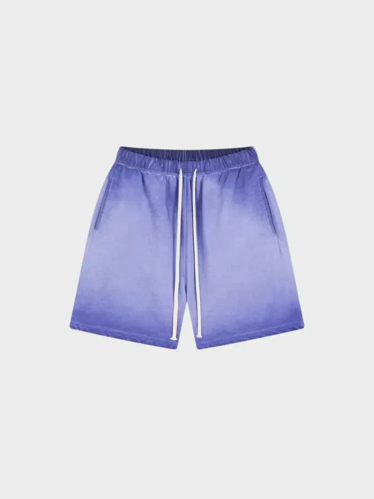 BROWN OMBRE DRAWSTRING SHORTS WITH DECARBA GRADIENT WASHED DESIGN