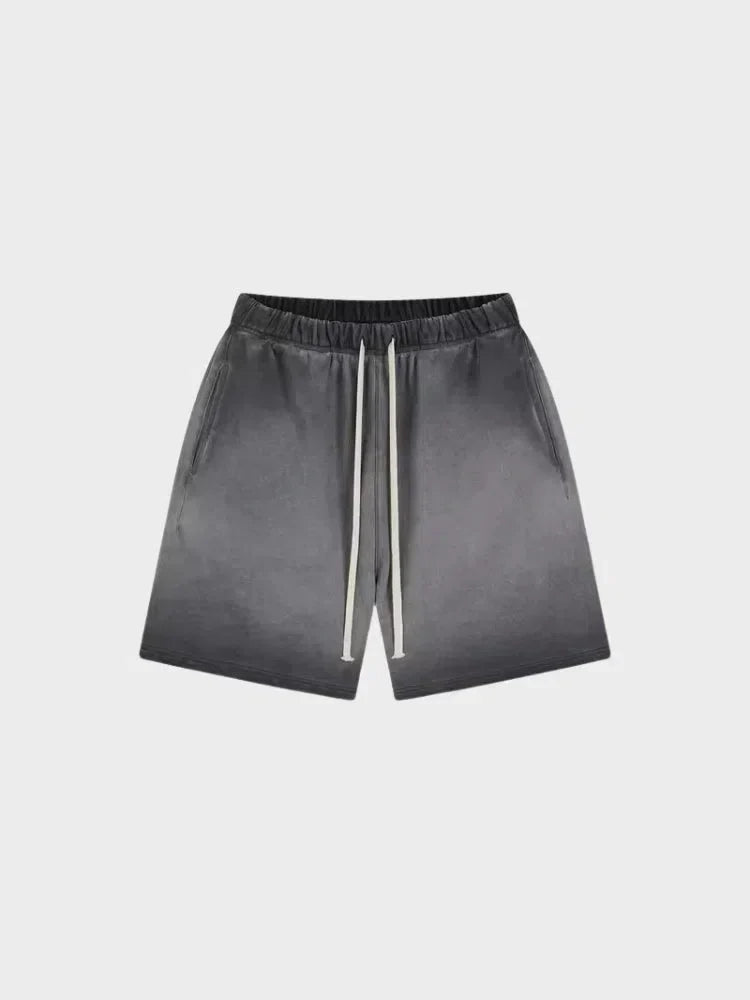 BROWN OMBRE DRAWSTRING SHORTS WITH DECARBA GRADIENT WASHED DESIGN