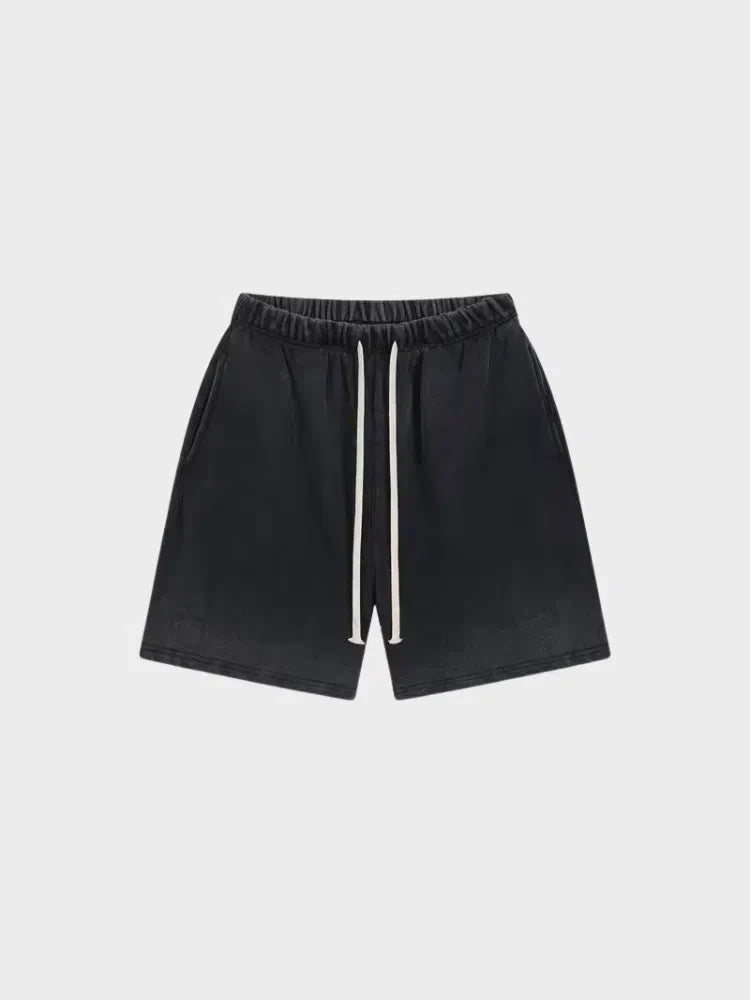 BROWN OMBRE DRAWSTRING SHORTS WITH DECARBA GRADIENT WASHED DESIGN