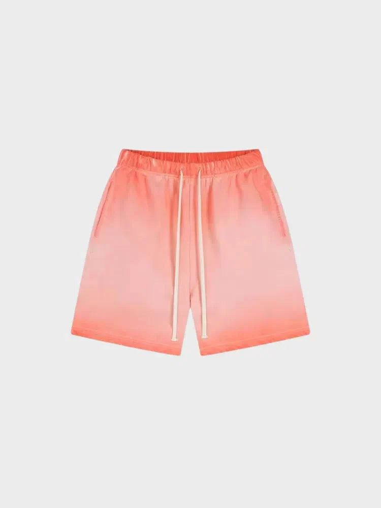 BROWN OMBRE DRAWSTRING SHORTS WITH DECARBA GRADIENT WASHED DESIGN