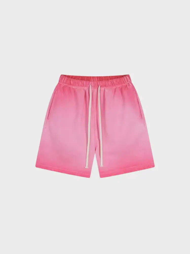 BROWN OMBRE DRAWSTRING SHORTS WITH DECARBA GRADIENT WASHED DESIGN