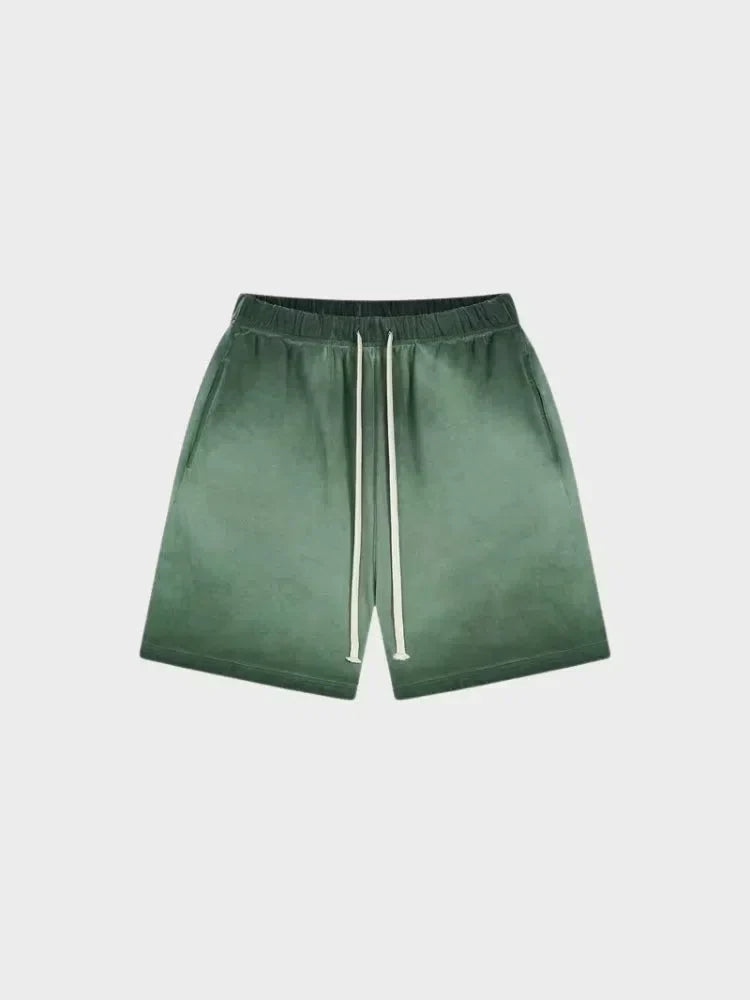 BROWN OMBRE DRAWSTRING SHORTS WITH DECARBA GRADIENT WASHED DESIGN