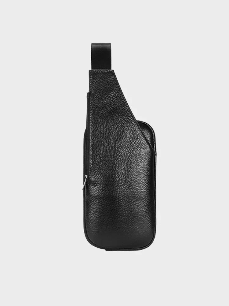 BLACK LEATHER SLING BAG FOR N'IMPORTE QUELLE TENUE