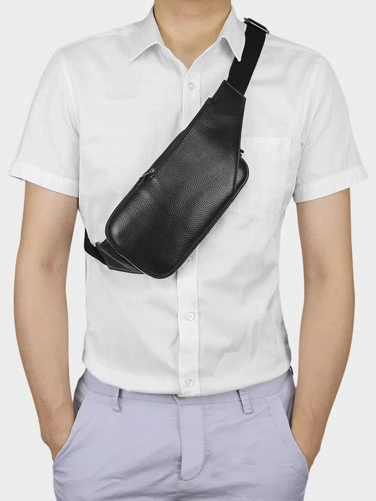 BLACK LEATHER SLING BAG FOR N'IMPORTE QUELLE TENUE