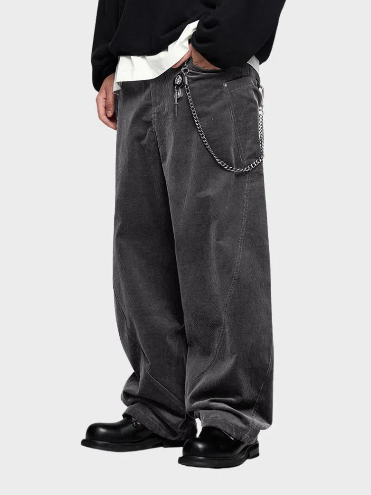 WIDE-LEGGED CORDUROY PANTS - DECARBA OVERSIZED CORDUROY