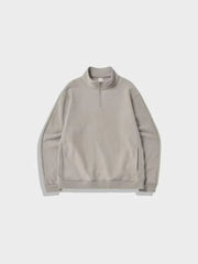 BEIGE QUARTER-ZIP SWEATSHIRT OVERSIZED HALF ZIP DESIGN