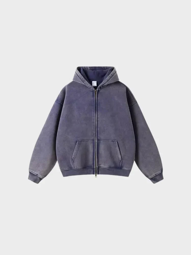 GREEN ZIP-UP HOODIE WITH FRONT POCKETS - SWEAT À CAPUCHE DÉCONTRACTÉ PARFAIT