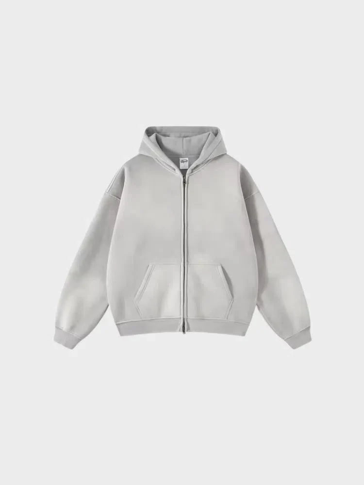 GREEN ZIP-UP HOODIE WITH FRONT POCKETS - SWEAT À CAPUCHE DÉCONTRACTÉ PARFAIT