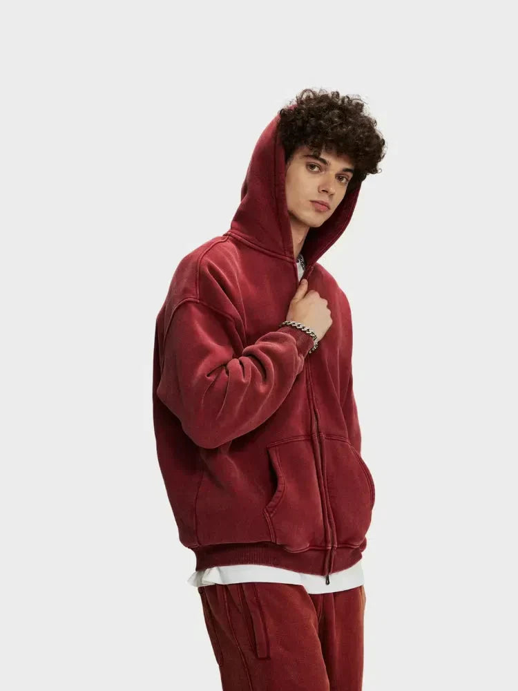 GREEN ZIP-UP HOODIE WITH FRONT POCKETS - SWEAT À CAPUCHE DÉCONTRACTÉ PARFAIT