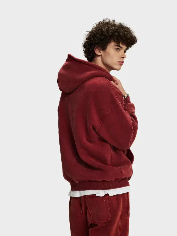 GREEN ZIP-UP HOODIE WITH FRONT POCKETS - SWEAT À CAPUCHE DÉCONTRACTÉ PARFAIT