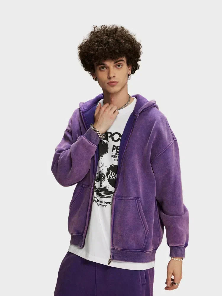 GREEN ZIP-UP HOODIE WITH FRONT POCKETS - SWEAT À CAPUCHE DÉCONTRACTÉ PARFAIT