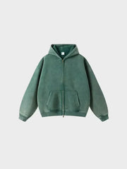 GREEN ZIP-UP HOODIE WITH FRONT POCKETS - SWEAT À CAPUCHE DÉCONTRACTÉ PARFAIT