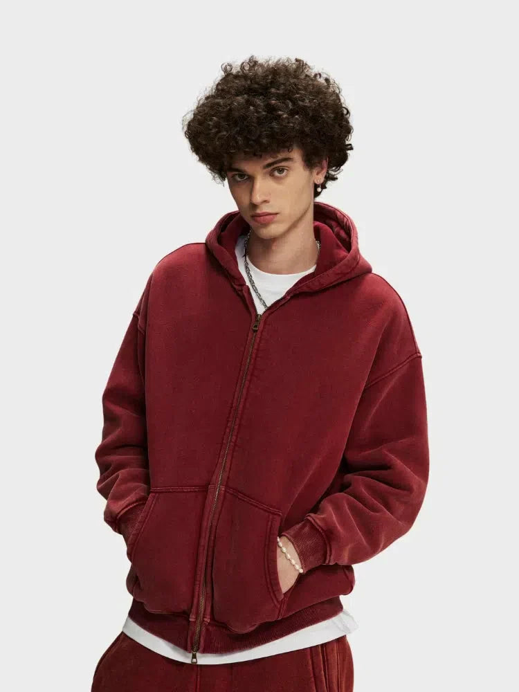 GREEN ZIP-UP HOODIE WITH FRONT POCKETS - SWEAT À CAPUCHE DÉCONTRACTÉ PARFAIT