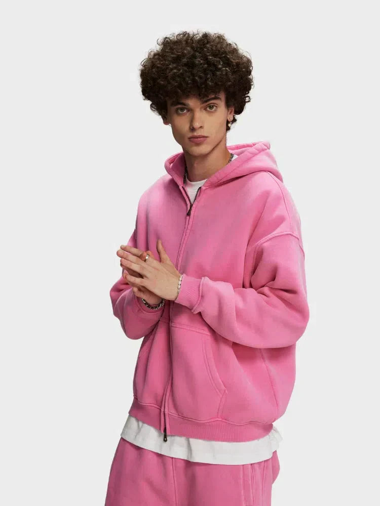 GREEN ZIP-UP HOODIE WITH FRONT POCKETS - SWEAT À CAPUCHE DÉCONTRACTÉ PARFAIT