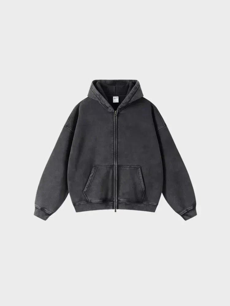 GREEN ZIP-UP HOODIE WITH FRONT POCKETS - SWEAT À CAPUCHE DÉCONTRACTÉ PARFAIT