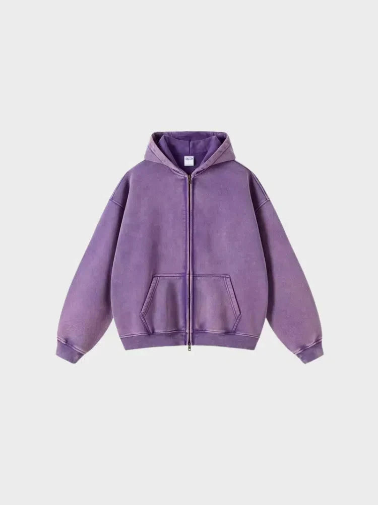 GREEN ZIP-UP HOODIE WITH FRONT POCKETS - SWEAT À CAPUCHE DÉCONTRACTÉ PARFAIT