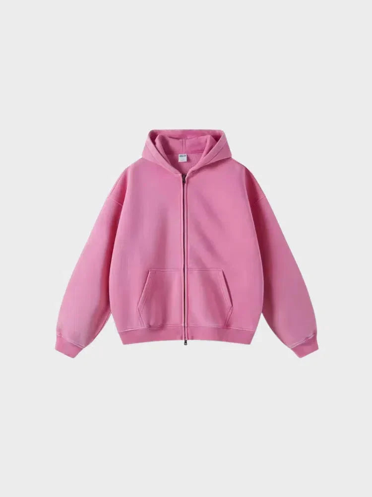 GREEN ZIP-UP HOODIE WITH FRONT POCKETS - SWEAT À CAPUCHE DÉCONTRACTÉ PARFAIT