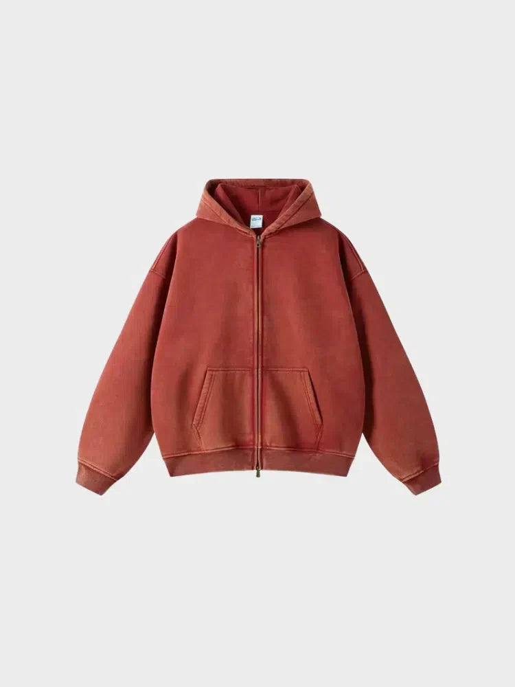 GREEN ZIP-UP HOODIE WITH FRONT POCKETS - SWEAT À CAPUCHE DÉCONTRACTÉ PARFAIT
