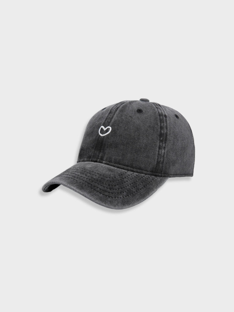 DENIM BASEBALL CAP WITH HEART DESIGN - LOVE CAP