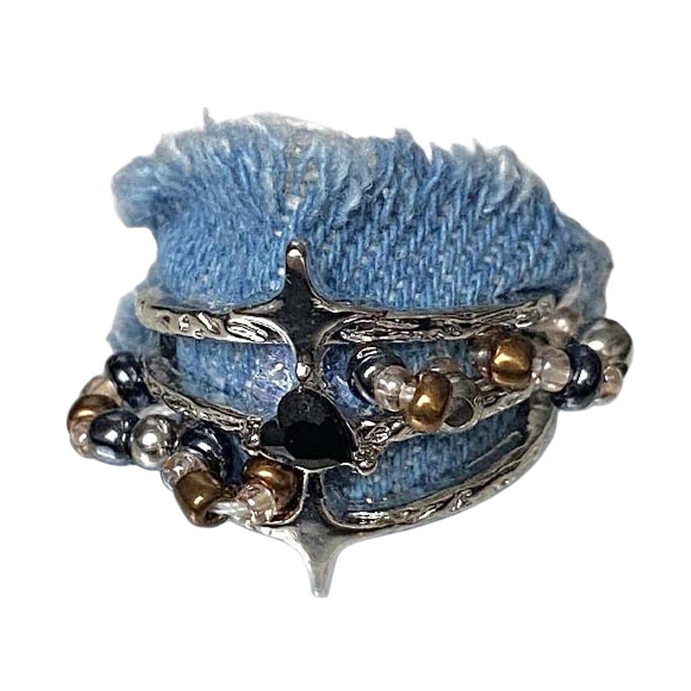 DENIM BEAD RING: Y2K GRUNGE CHARM