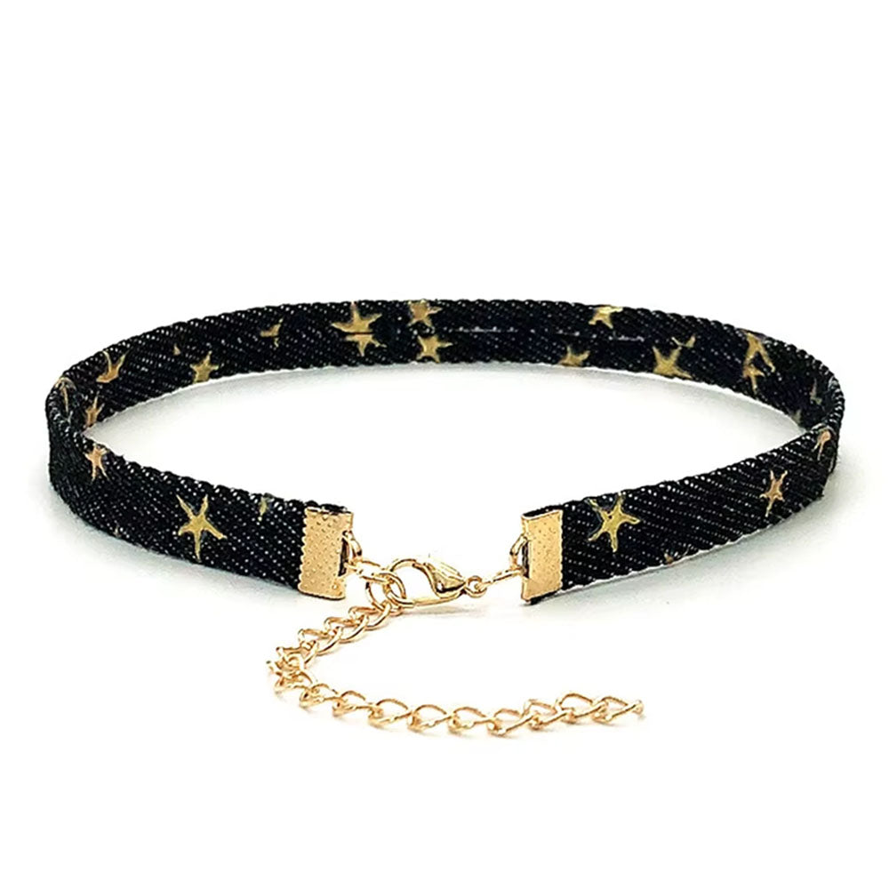DENIM CHOKER CELESTIAL BLUE STAR FASHION