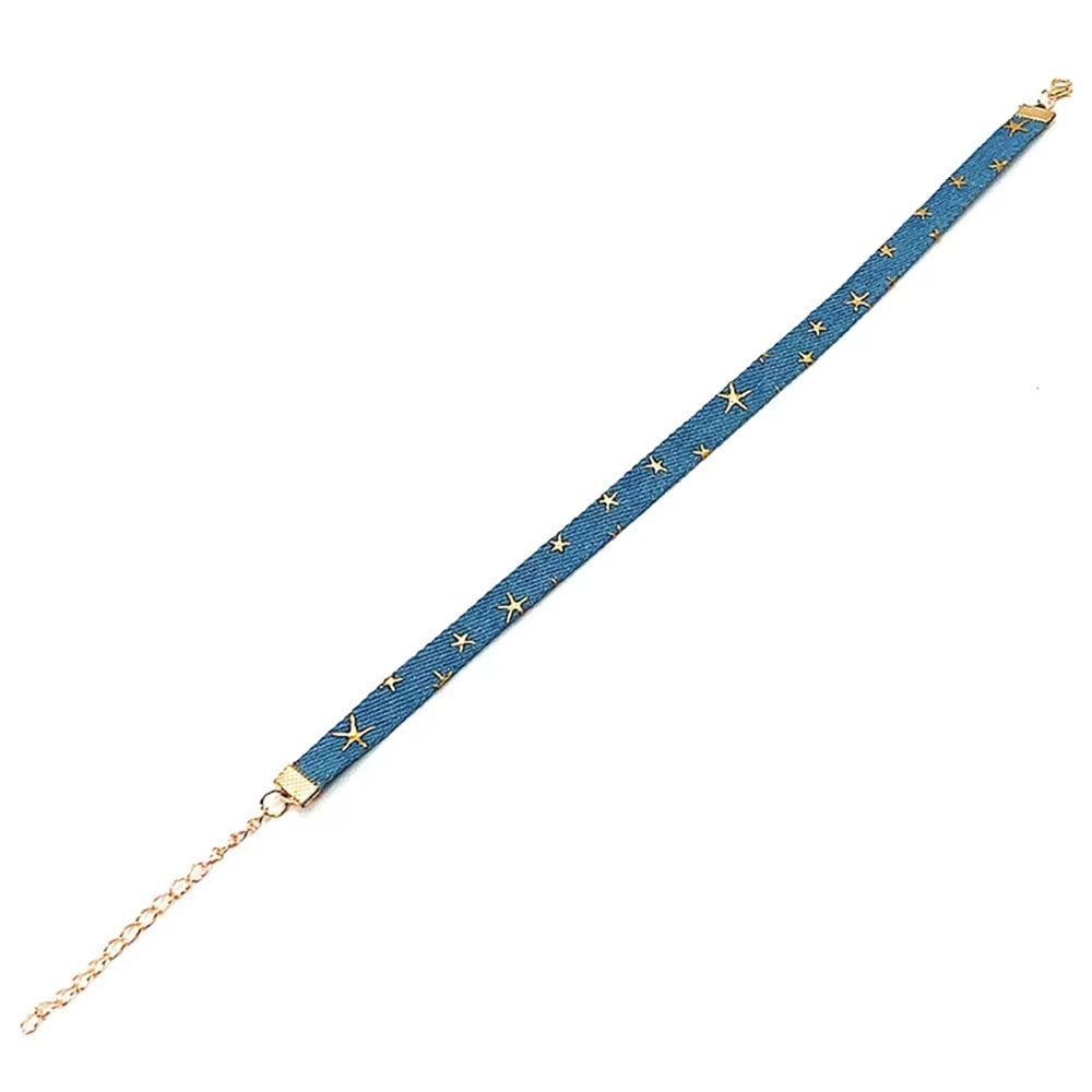 DENIM CHOKER CELESTIAL BLUE STAR FASHION