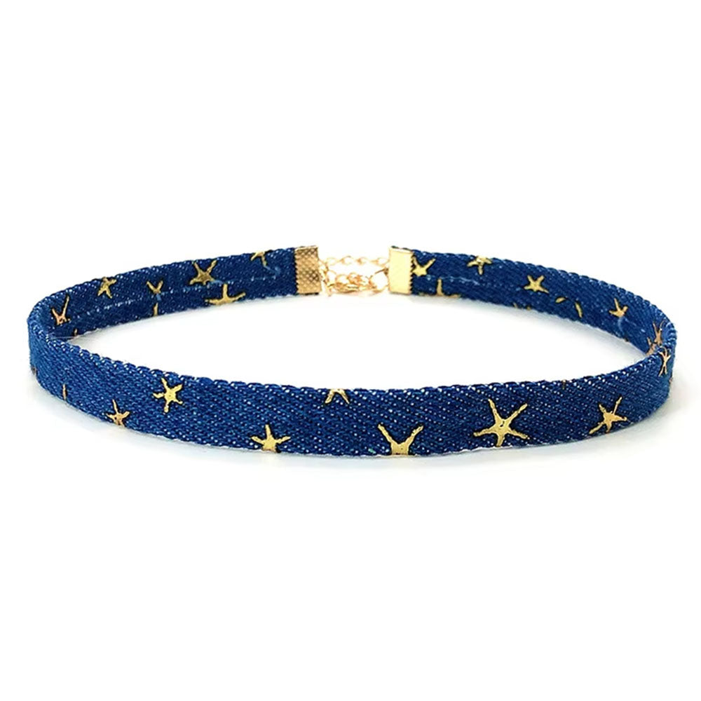 DENIM CHOKER CELESTIAL BLUE STAR FASHION