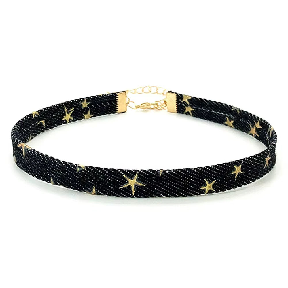 DENIM CHOKER CELESTIAL BLUE STAR FASHION
