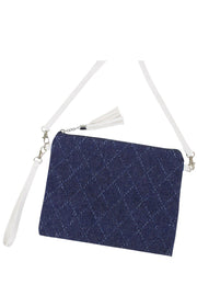 Denim Crossbody Bag With Wristlet