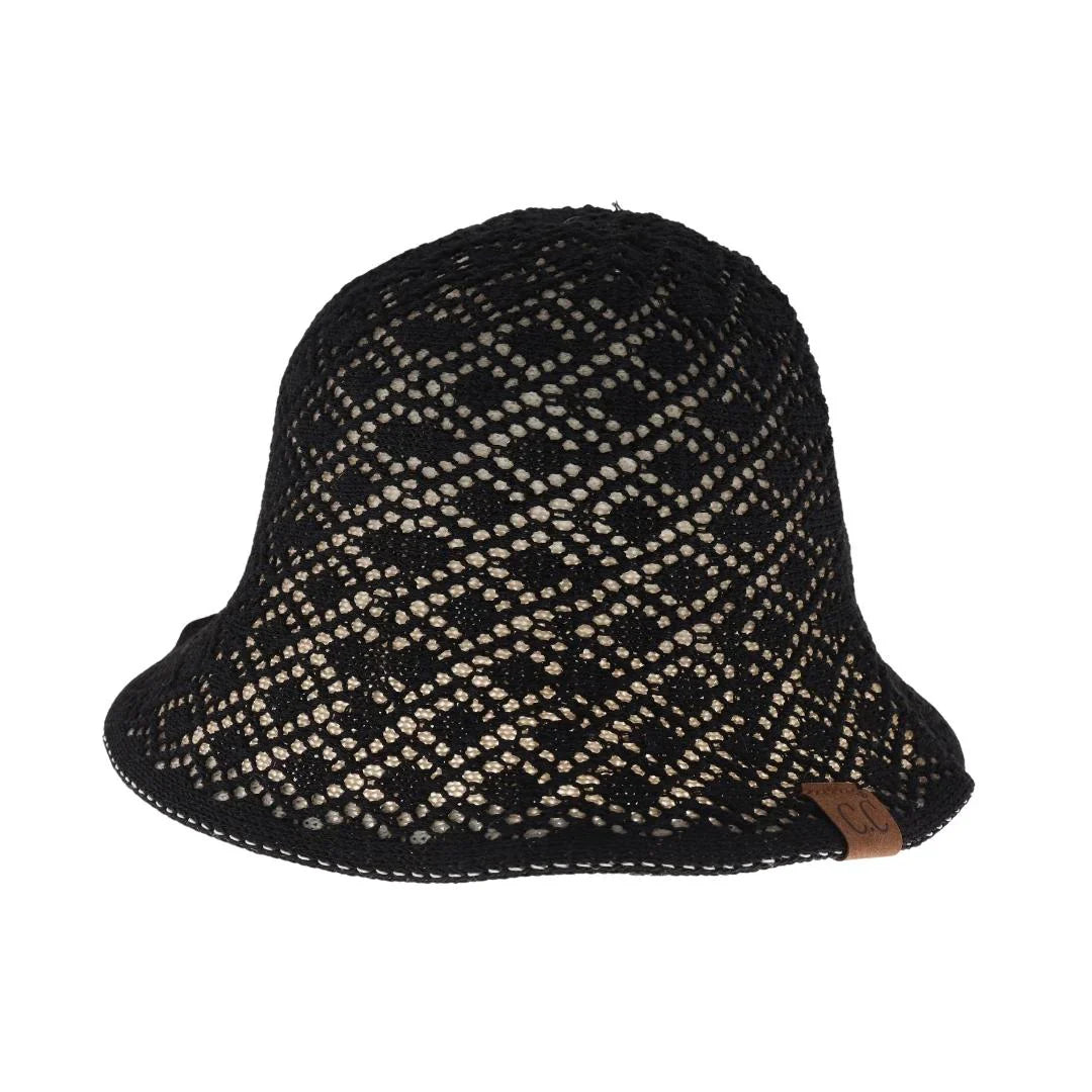 Diamond Lace Knitted Reversible C.C Cloche Bucket Hat