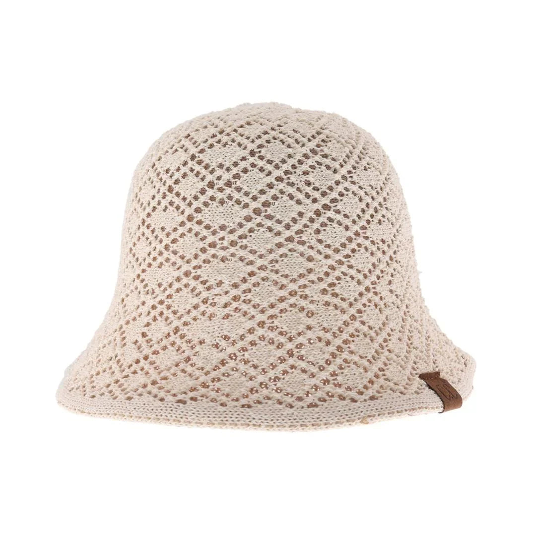 Diamond Lace Knitted Reversible C.C Cloche Bucket Hat