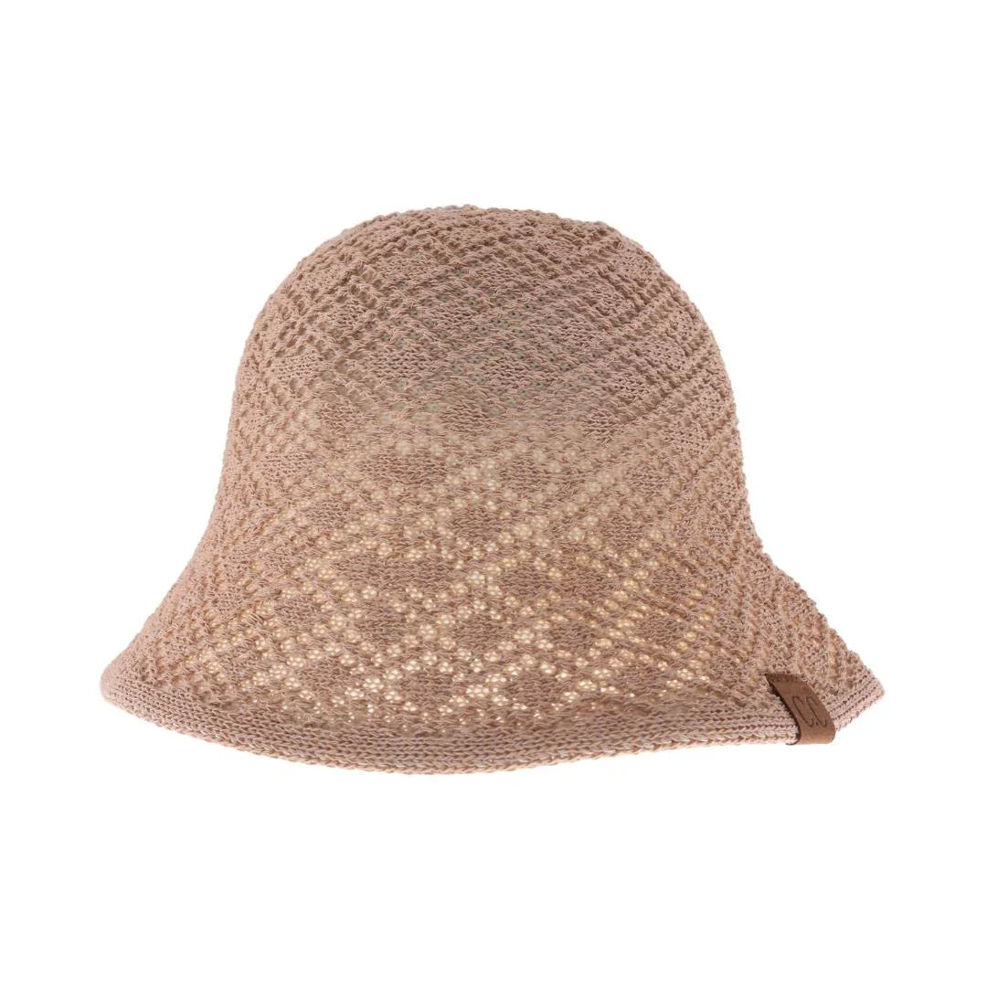 Diamond Lace Knitted Reversible C.C Cloche Bucket Hat