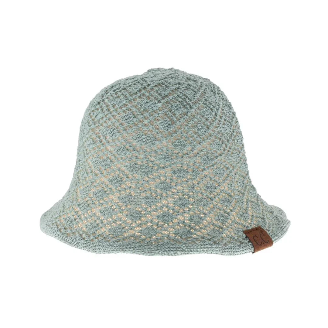 Diamond Lace Knitted Reversible C.C Cloche Bucket Hat