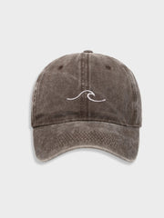 DISTRESSED BASEBALL CAP WITH WAVE EMBROIDERY - WASHED WAVE CAP