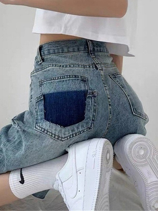 DISTRESSED DENIM BERMUDA SHORTS WITH RAW HEM - KNEE-LENGTH DENIM SHORTS