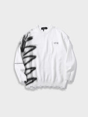DISTRESSED SWEATER WITH SPRAY PAINT DESIGN FOR EVERYDAY WEAR
