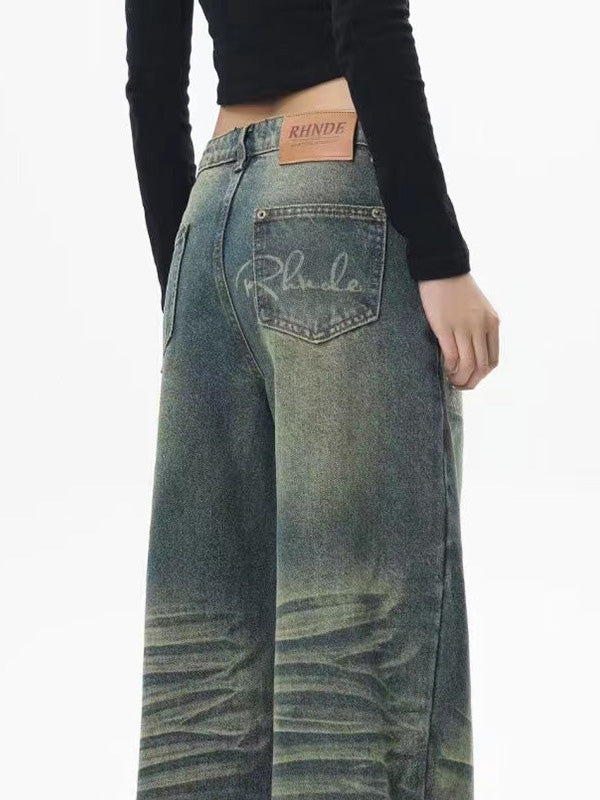 DISTRESSED WIDE-LEG JEANS WITH HIGH WAIST BAGGY DESIGN