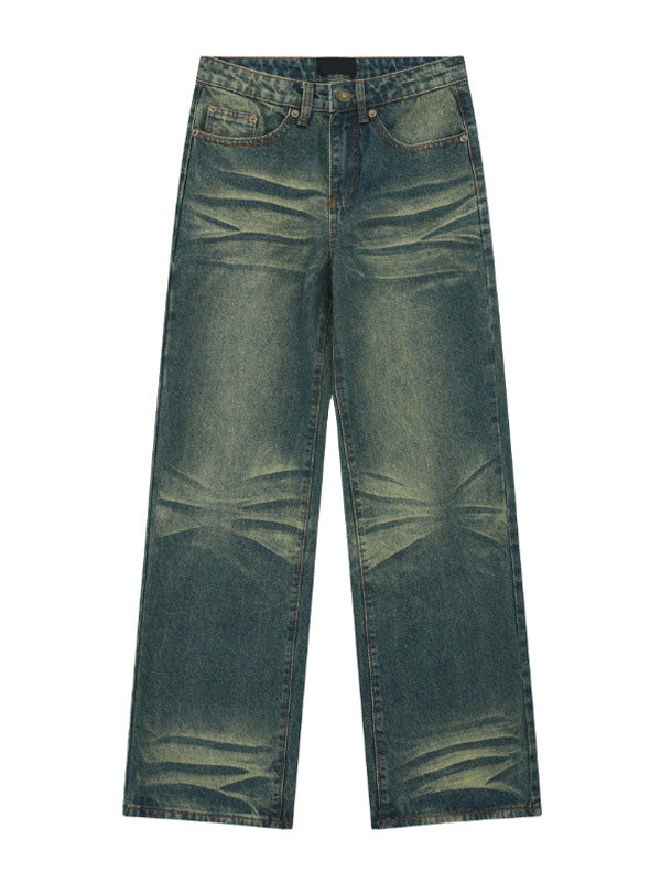 DISTRESSED WIDE-LEG JEANS WITH HIGH WAIST BAGGY DESIGN